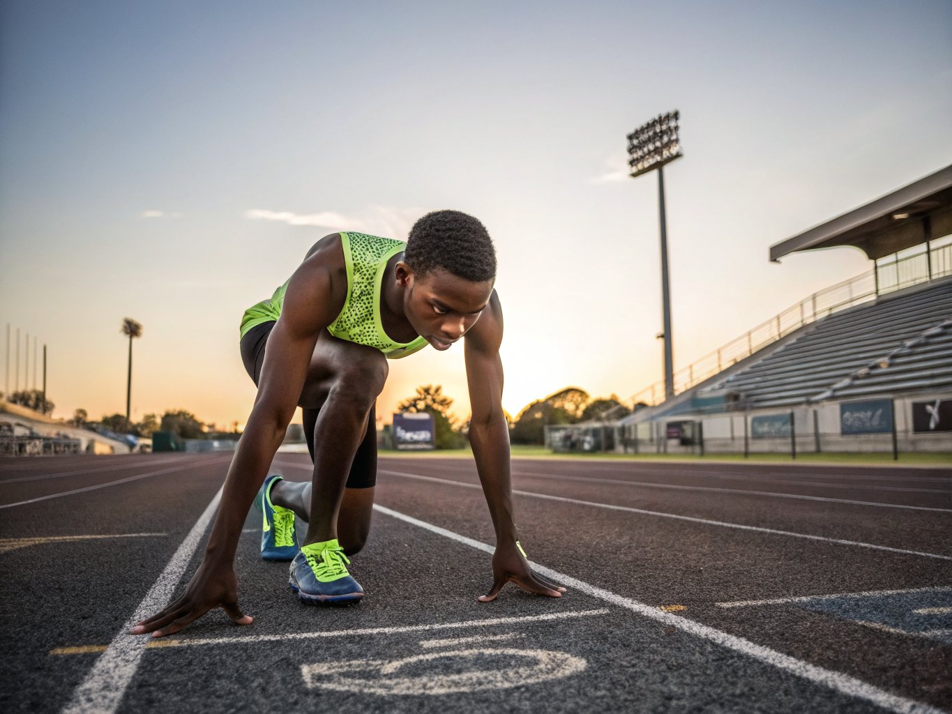 Sprinter exploding out of starting blocks