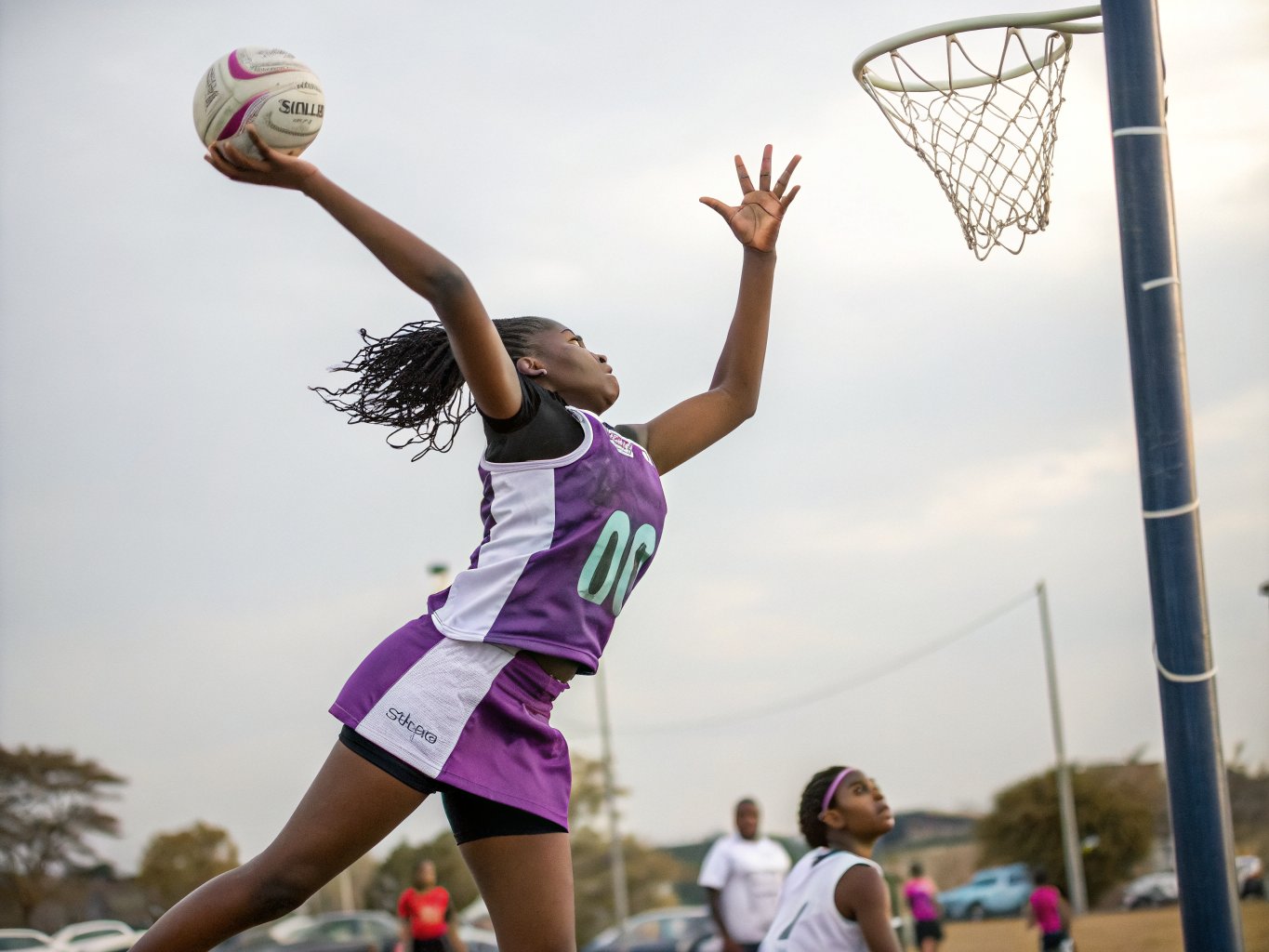 Netball jump-shot at goal